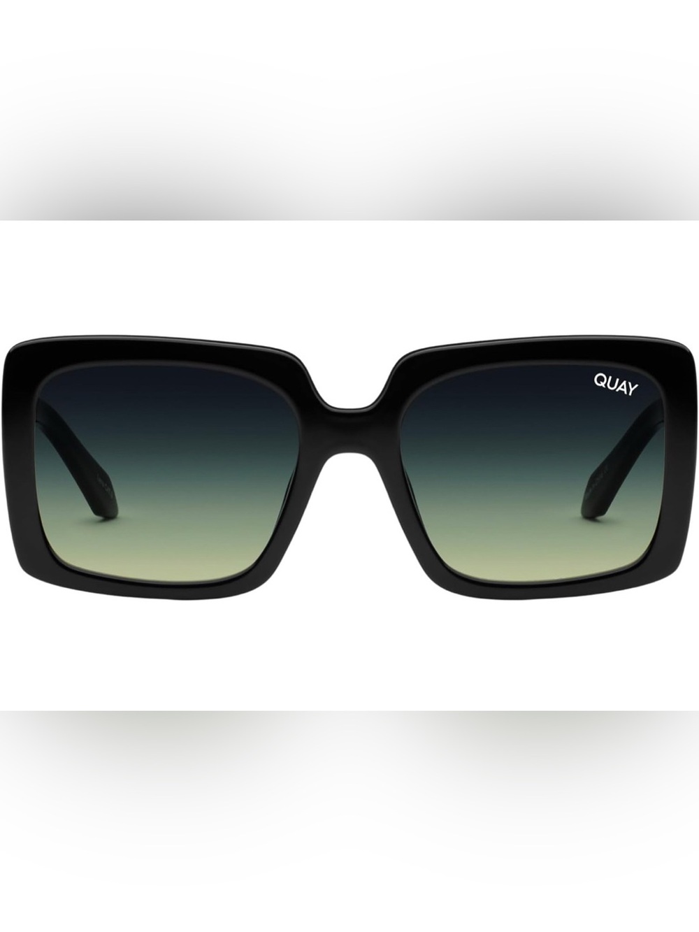 Quay Australia Black Frame Sunglasses with Gradient Green Lenses